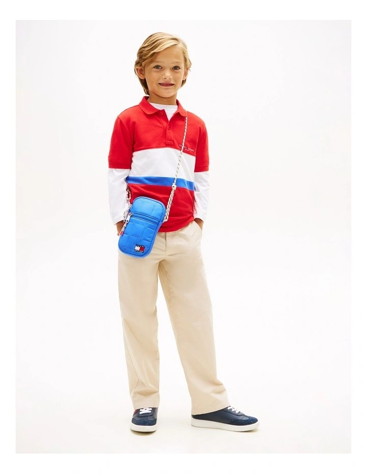 Boys Regular Fit Colour-Blocked Pique Polo Shirt (3-7 Years) in Red image 3
