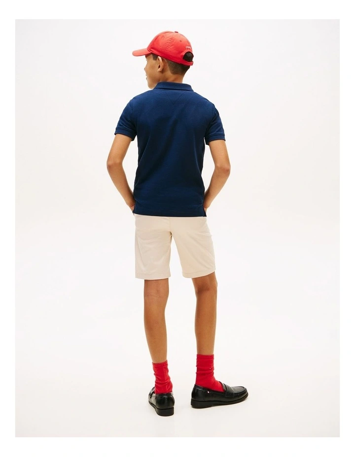 Boys Regular Fit Colour-Blocked Pique Polo Shirt (3-7 Years) in Blue image 4