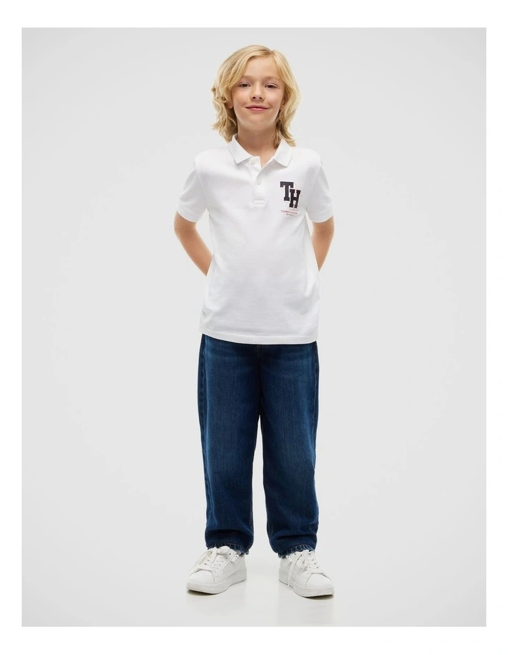 Boys Regular Fit Logo Pique Polo Shirt (8-16 years) in White image 2