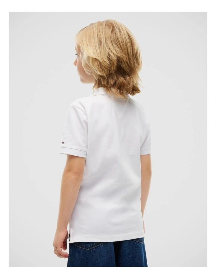 Boys Regular Fit Logo Pique Polo Shirt (8-16 years) in White image 3