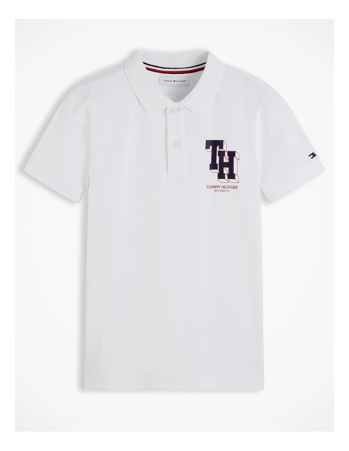 Boys Regular Fit Logo Pique Polo Shirt (8-16 years) in White image 5