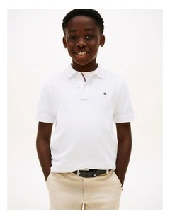 Boys Essential Flag Embroidery Regular Fit Polo (8-16 Years) in White