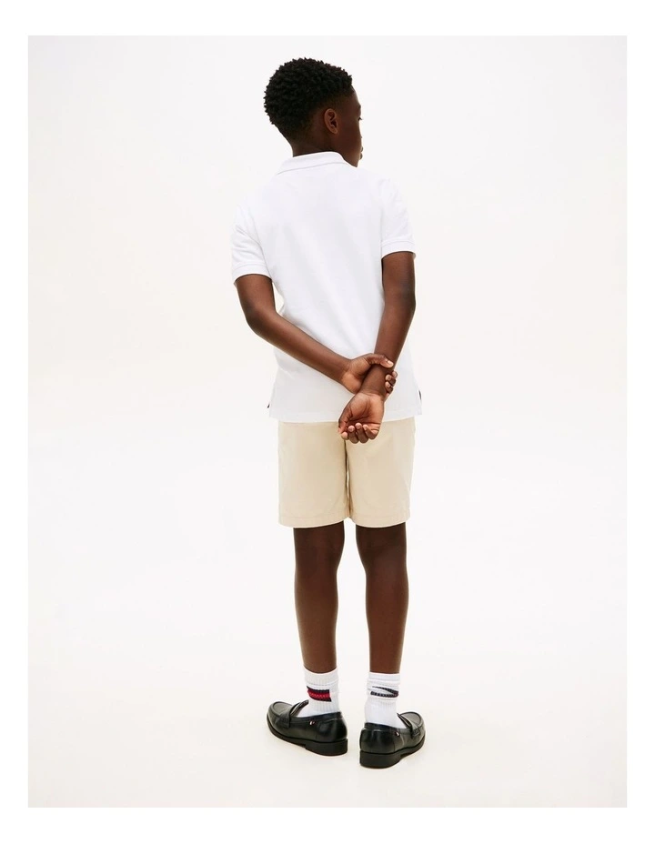 Boys Essential Flag Embroidery Regular Fit Polo (8-16 Years) in White image 4