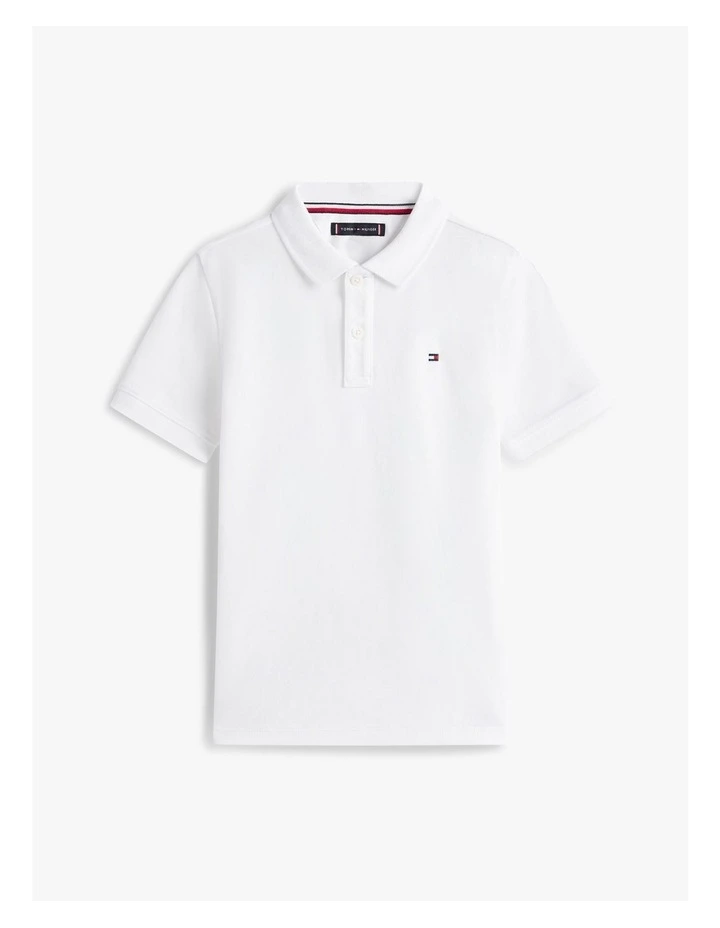 Boys Essential Flag Embroidery Regular Fit Polo (8-16 Years) in White image 5