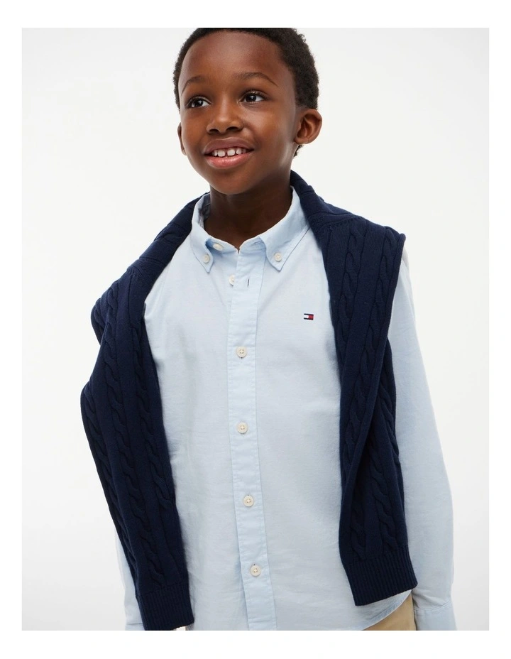 Boys Essential Oxford Shirt (8-16 Years) in Blue image 3