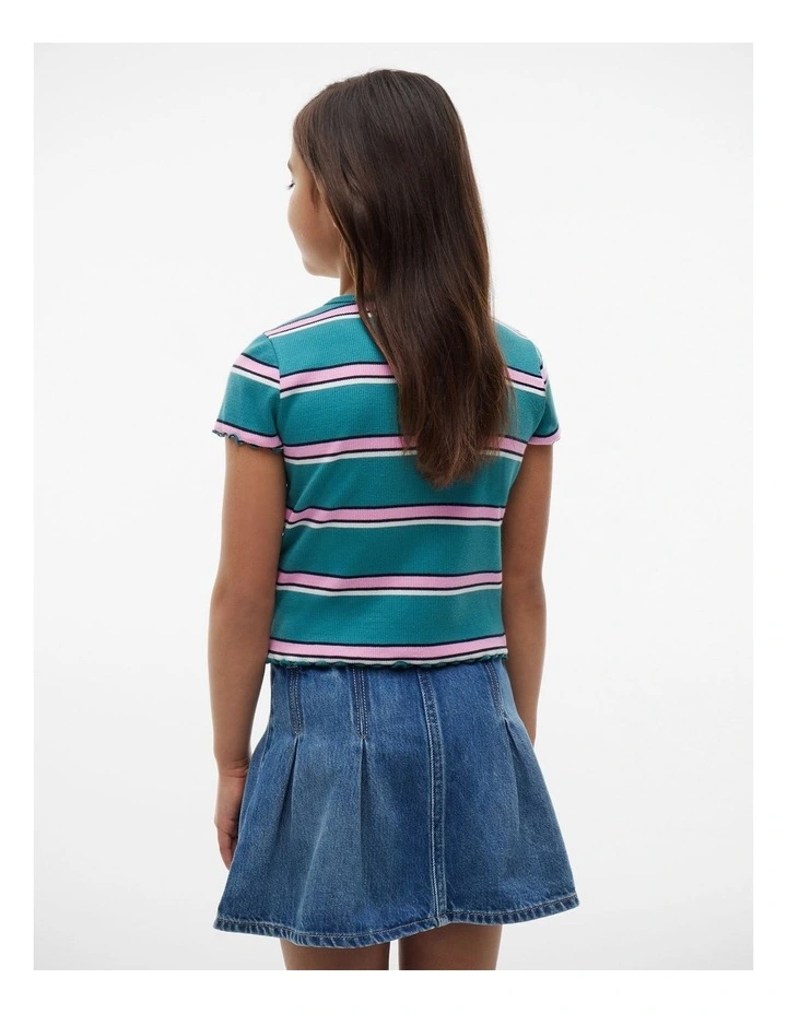 Girls Ruffle Ribbed Top (8-16 years) in Blue image 3