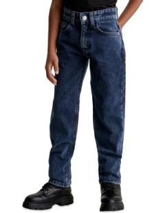BOYS 8-16 Regular Straight Denim Jeans in Visual Blue/Black