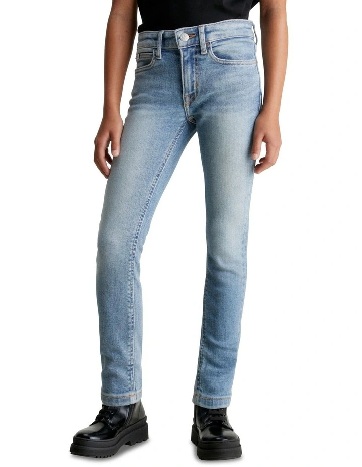 GIRLS 8-16 Skinny Mr Straight Denim Jeans in Fresh River Blue image 1