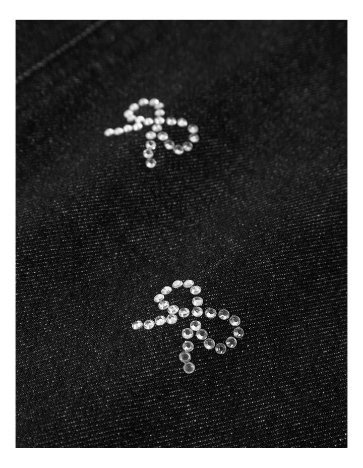 Rose Wide Rhinestone Jeans in Black image 3