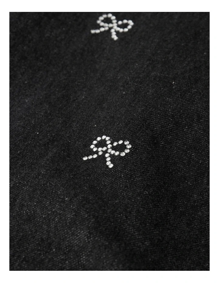 Rose Wide Rhinestone Jeans in Black image 5