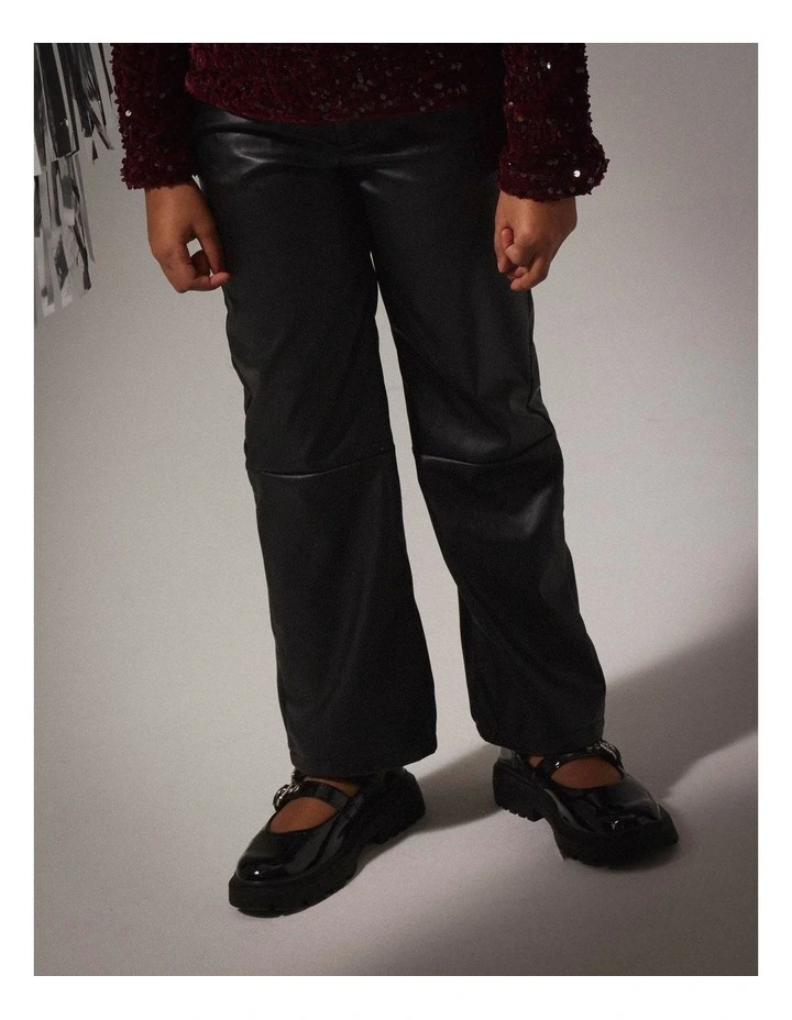 Rockana Faux Wide Pants in Black image 1