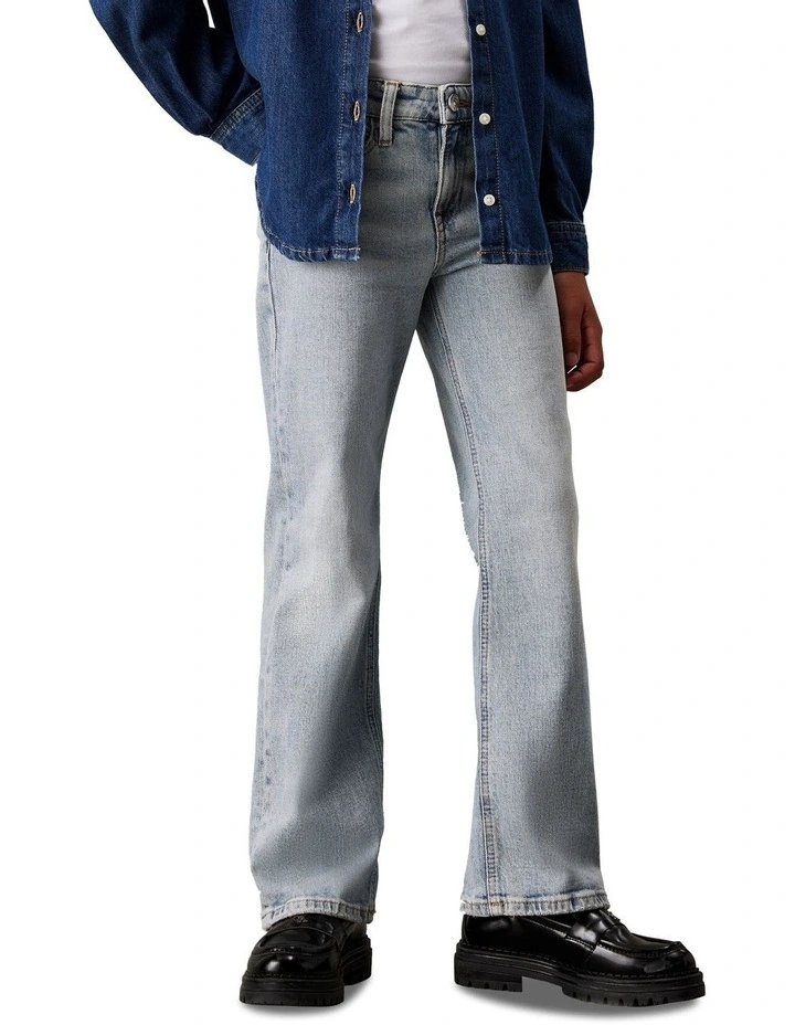 GIRLS 8-16 High Rise Wide Leg Jeans in Light Blue Visual image 1