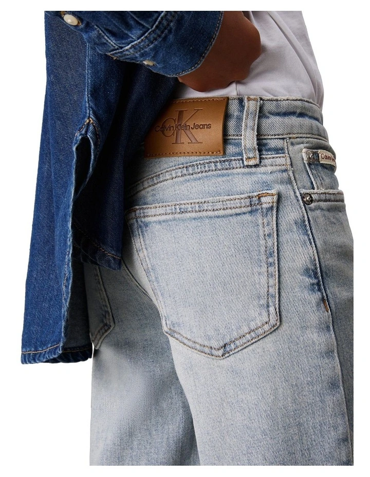 GIRLS 8-16 High Rise Wide Leg Jeans in Light Blue Visual image 3