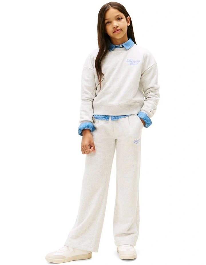 Varsity Flock Logo Wide Leg Joggers (8-16 Years) in Grey image 1