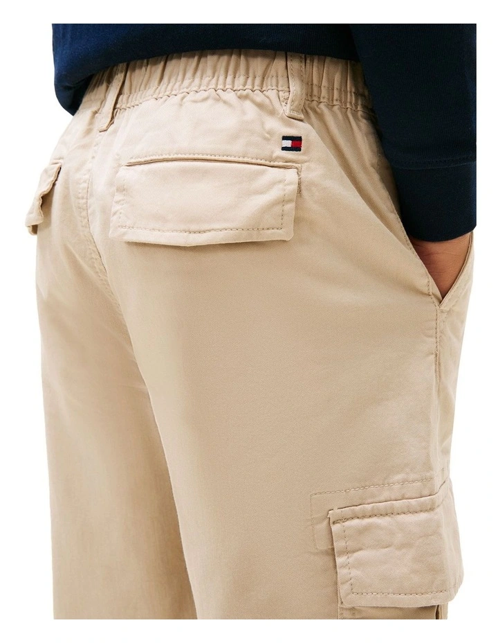 Essential Twill Relaxed Cargo Trousers (8-16 Years) in Beige image 4