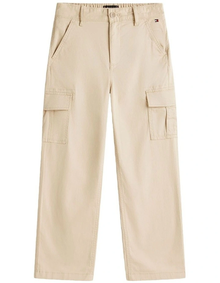 Essential Twill Relaxed Cargo Trousers (8-16 Years) in Beige image 5