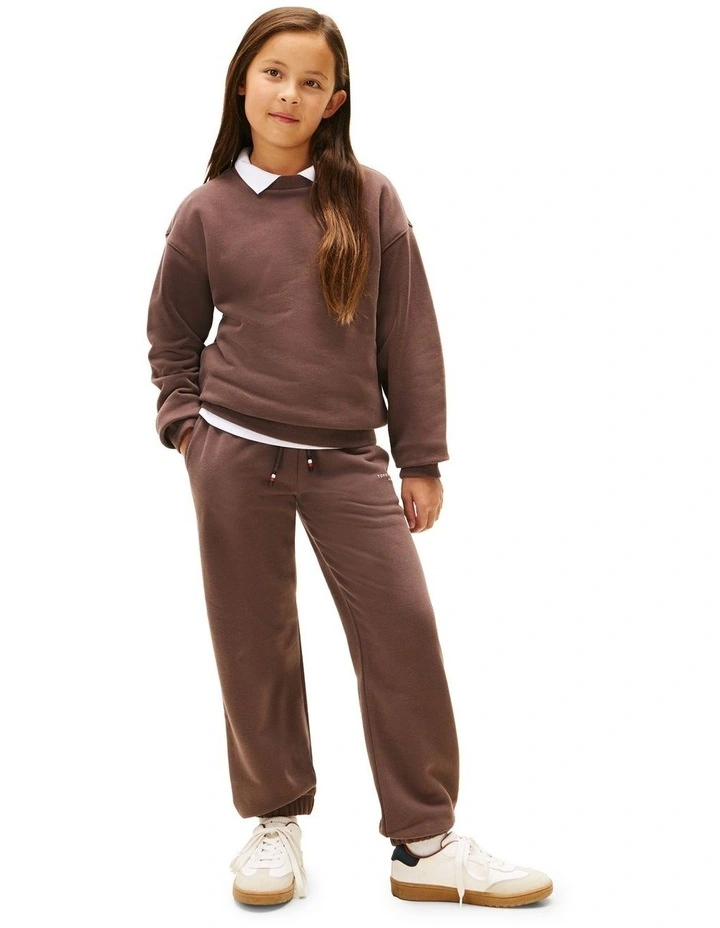 Brushed Fleece Regular Joggers (8-16 Years) in Brown image 5