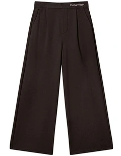 Logo Tape Wide Leg Punto Pant (8-16 Years) in Black