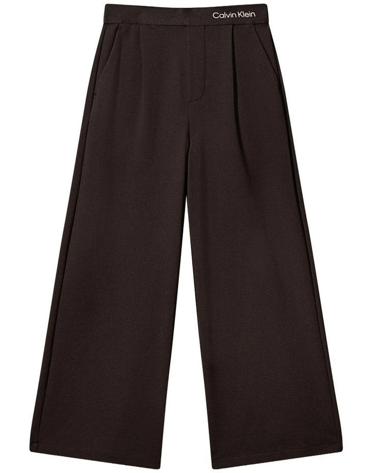 Logo Tape Wide Leg Punto Pant (8-16 Years) in Black image 1