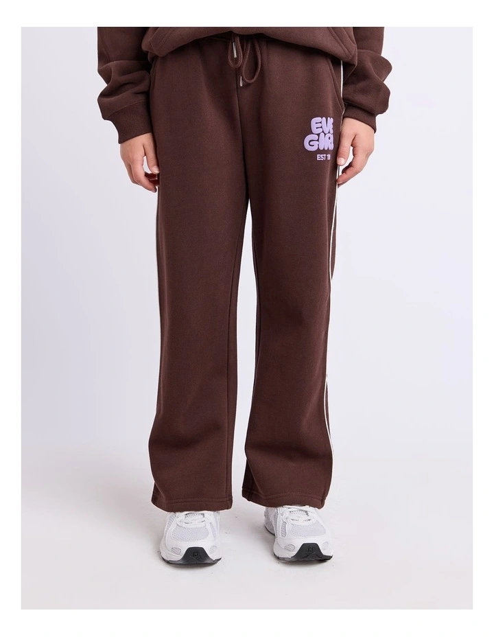 Sports Club Flare Trackpant (8-16 Years) in Chocolate image 1