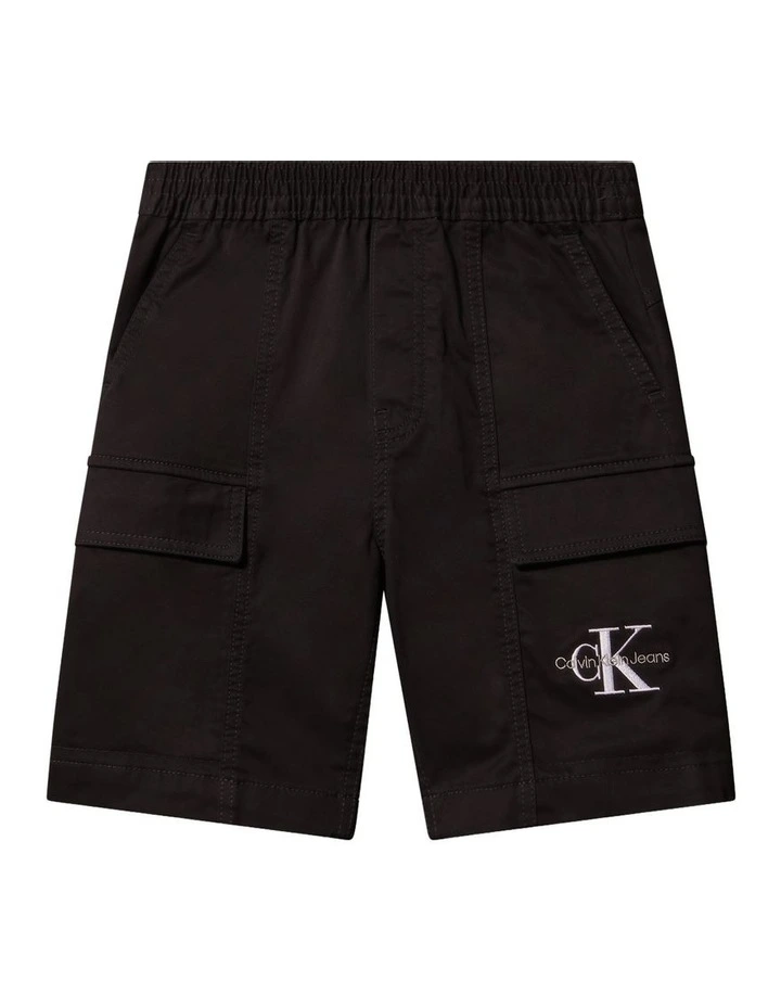 Essential Woven Cargo Shorts (8-16 Years) in Ck Black image 1