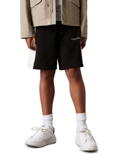 Colour Block Relaxed Shorts (8-16 Years) in Black