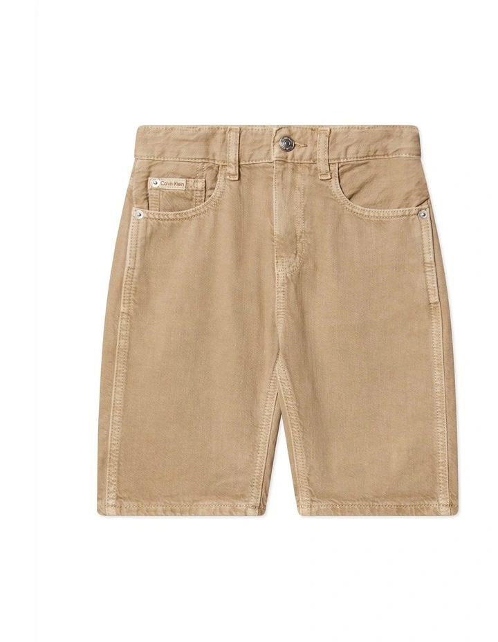 Travertine Wash Denim Shorts (8-16 Years) in Beige image 1
