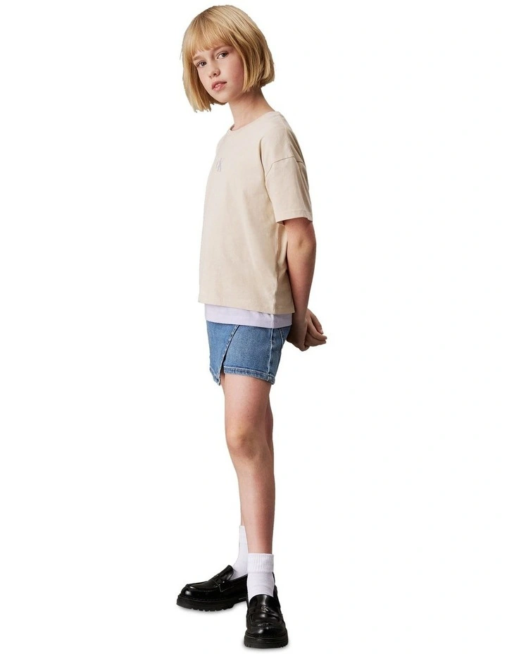 Denim Skort (8-16 Years) in Soft Blue Comfort image 3