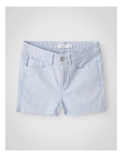 Rose Mom Twill Shorts in Xenon Blue