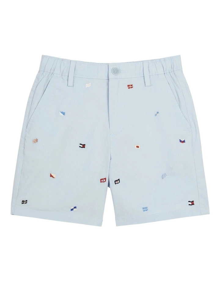 Flag Embroidered Shorts (8-16Years) in Blue image 1