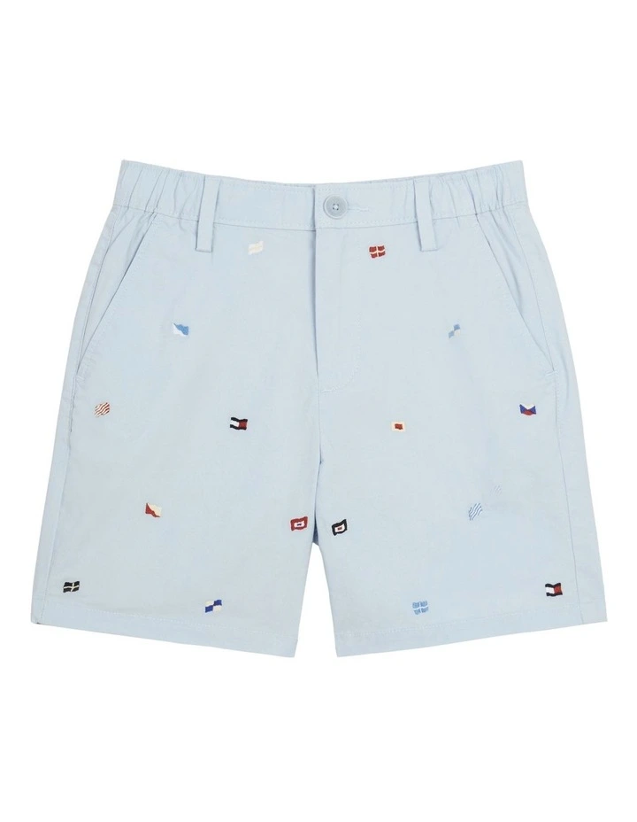 Flag Embroidered Shorts (3-7Years) in Blue image 1