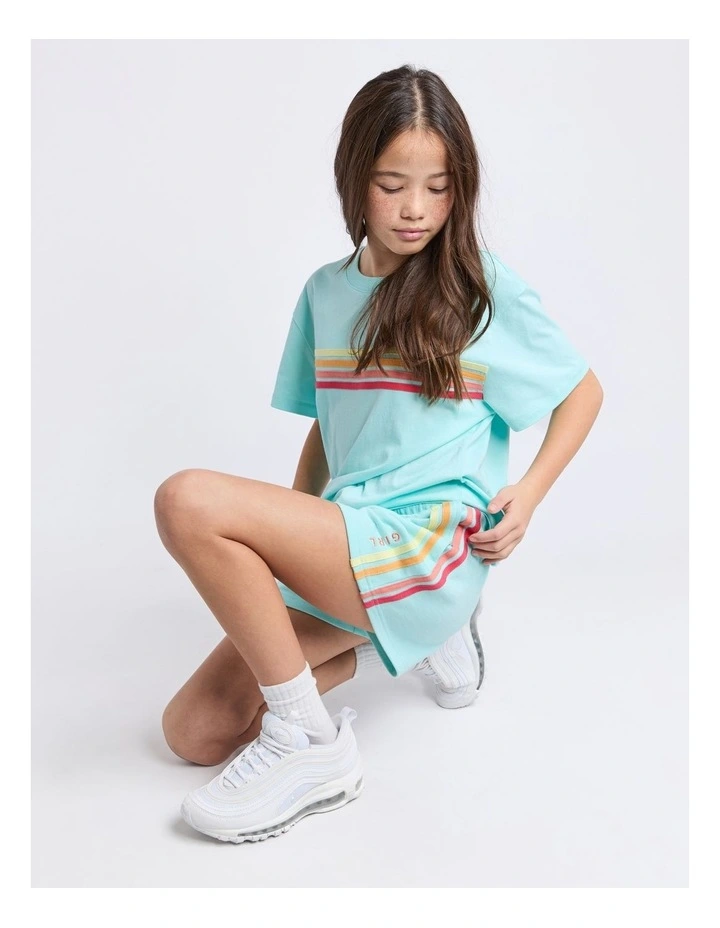 Retro Fleece Short (8 - 16 Years) in Light Blue image 4