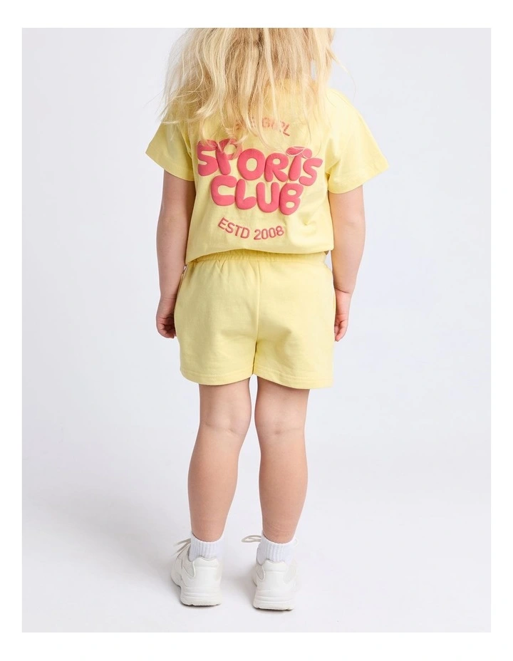Sports Club Fleece Short (3 - 7 Years) in Lemon image 2