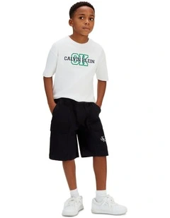 Essential Woven Cotton Shorts (8-16 Years) in Black