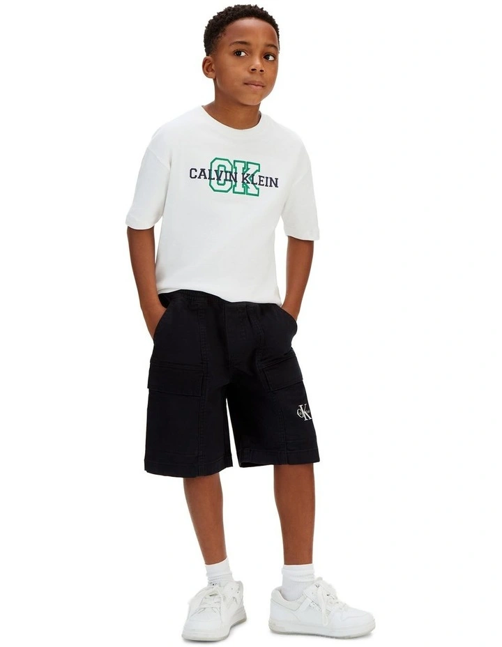 Essential Woven Cotton Shorts (8-16 Years) in Black image 1