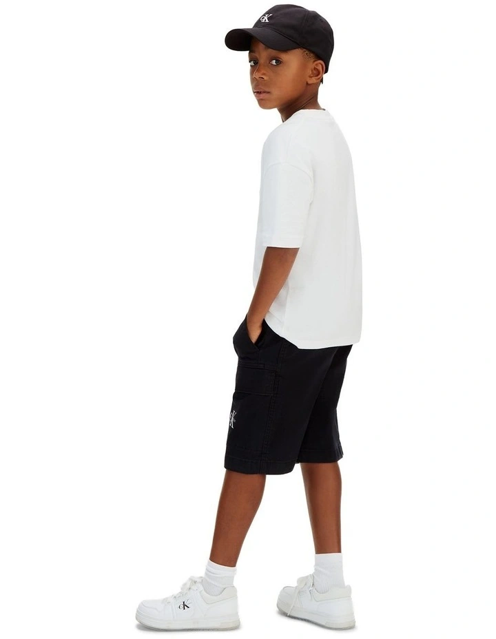 Essential Woven Cotton Shorts (8-16 Years) in Black image 3