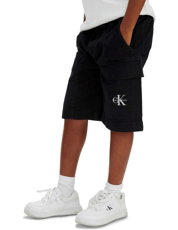 Essential Woven Cotton Shorts (8-16 Years) in Black image 4