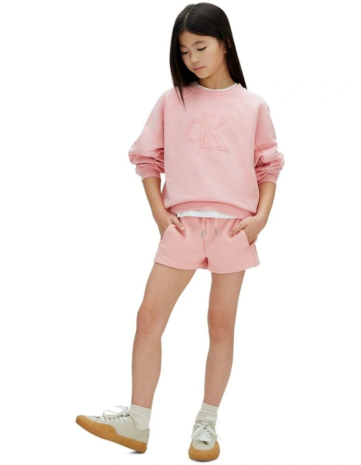 French Terry Mini Logo Jogger Shorts (8-16 Years) in Quartz Pink image 1