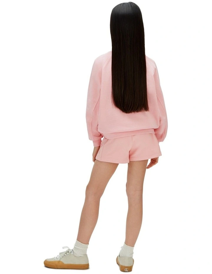 French Terry Mini Logo Jogger Shorts (8-16 Years) in Quartz Pink image 2