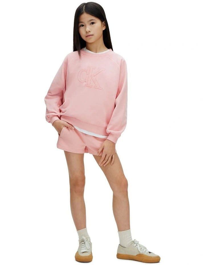 French Terry Mini Logo Jogger Shorts (8-16 Years) in Quartz Pink image 5