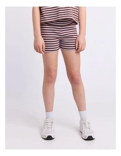 Paloma Stripe Short (8-16 Years) in Chocolate