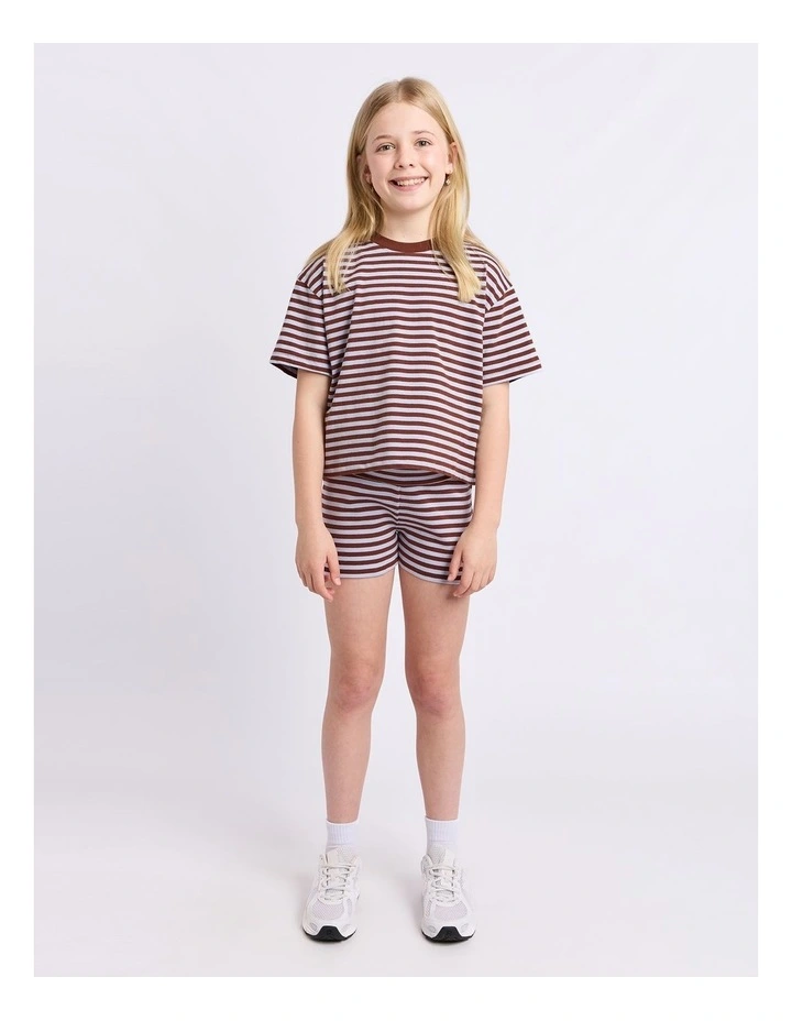 Paloma Stripe Short (8-16 Years) in Chocolate image 3