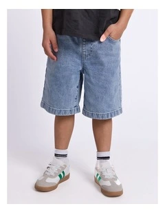 Pull On Overturn Jort - Washed out blue ( Size 3-7 )