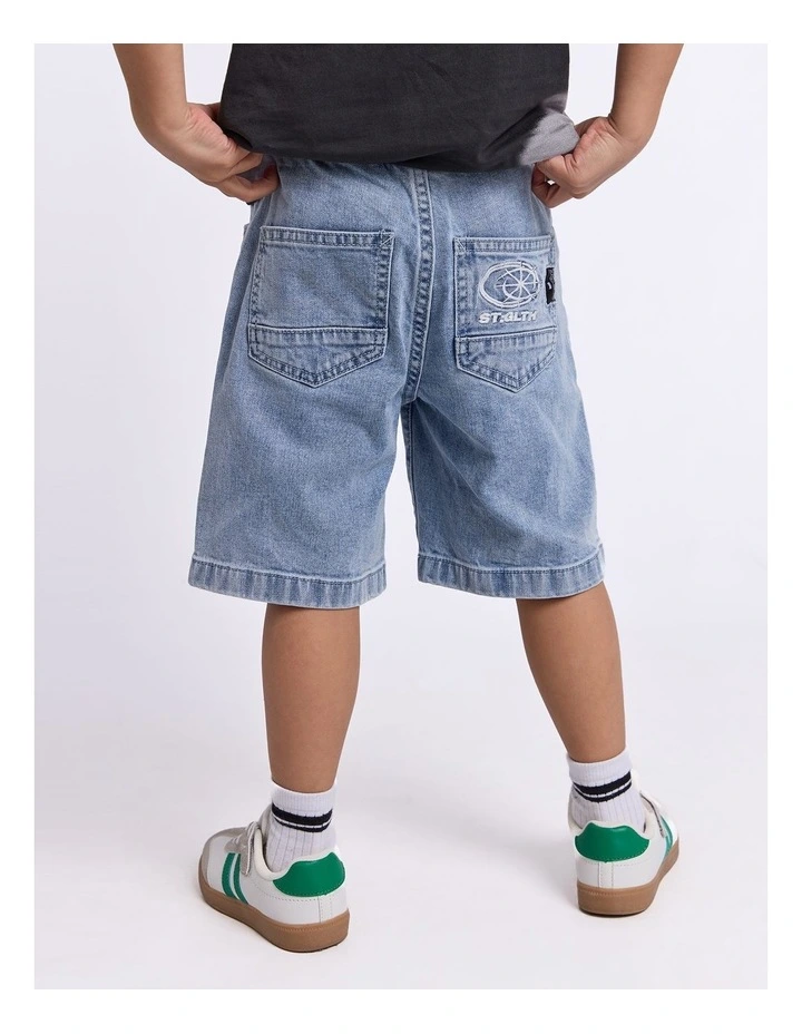 Pull On Overturn Jort - Washed out blue ( Size 3-7 ) image 2