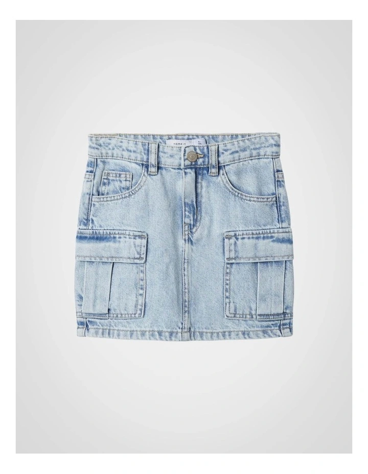 Millie Cargo Skirt in Bleached Denim image 1