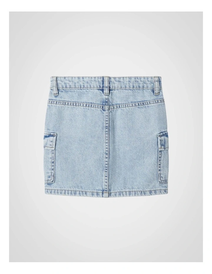 Millie Cargo Skirt in Bleached Denim image 2