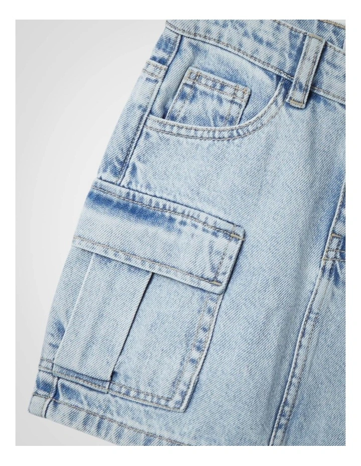 Millie Cargo Skirt in Bleached Denim image 3