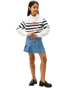 Pleated Denim Mini Skirt (8-16Years) in Denim
