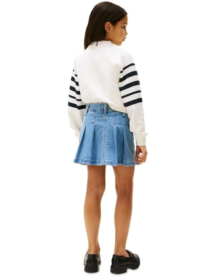 Pleated Denim Mini Skirt (8-16Years) in Denim image 2