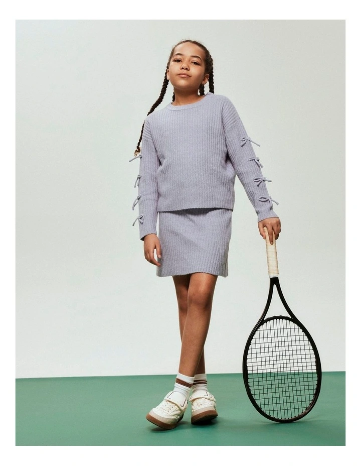 Tarin Knit Mini Skirt in Purple image 3